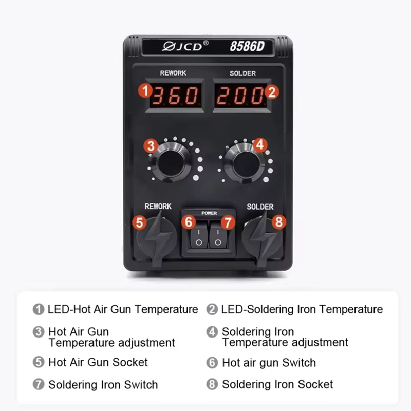 8586D SolderingStation 2in1 75 - огляд і ціна Smd Rework Station Hot Air Soldering 2 In 1