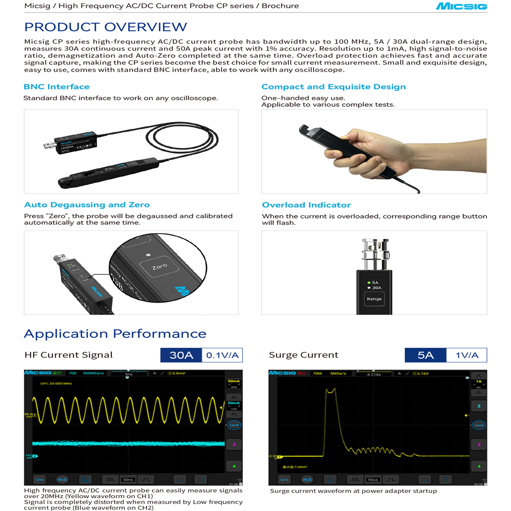 Micsig High Frequency CP1003B  - огляд і ціна Current Probe Ac Dc 50Mhz Oscilloscope